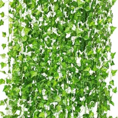 【新着商品】造花 藤 アイビー 壁掛け 葉 グリーン 人工観葉植物 インテリア 飾り フェイクグリーン ホーム オフィス ベランダ 2M ガーデン 吊り 人工観葉植物 12本 パーティー 装飾植物