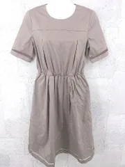 ◇ Aquascutum アクアスキュータム 半袖 膝丈 ワンピース 8 ブラウン * 1002799278102