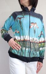 レディース　浮世絵　長袖ジップアップ　女性サイズ　歌川広重　花菖蒲　長袖パーカー