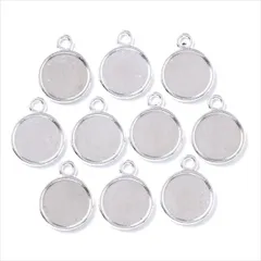 ミール皿【s24 ホワイトシルバー】10個セット ラウンド 型枠 モールド UVライト ストラップ キーホルダー チャーム クレイ ネックレス ペンダント ハンドメイドアクセサリーパーツ