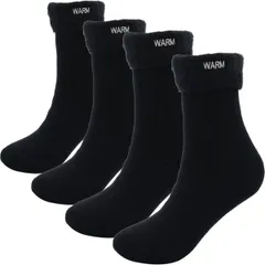 【新着商品】冷え取り 暖かい靴下 防寒 裏地モコモコ レディースソックス 裏起毛 極厚 ルーム 発熱 Ting「4足セット」冬 女性 Sandy Warm刺繍