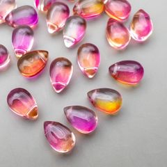 ＊40粒＊ ガラスビーズ ティアドロップ ライトサーモン 横穴 クレオ 9x6mm bz280