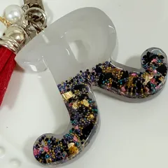 イニシャルキーホルダー レジン P-19 「R」