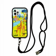 [iPhone12/iPhone12 Pro] スマホショルダー付 iPhone14 i-coronケース アイフォン15 14 Plus 13 Mini 12 11 スマホケース カバー ショルダーストラップ 肩掛け 斜め掛け アニマル柄 キリン シマウマ 