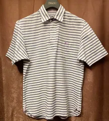 BURBERRY BLACK LABEL 半袖ボーダー柄プルオーバーシャツ ネイビー×ホワイト 2サイズ