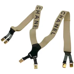 シャネル ココマーク サスペンダー レザー ファブリック ベージュ 60911 美品］シャネル CHANEL サスペンダー ココマーク タグ付き