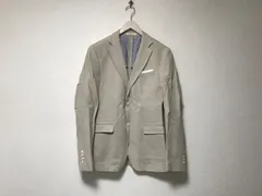 本物ザラマンZARAMANコットンラミー麻リネンサマーテーラードジャケットスラックスパンツセットアップスーツ長袖サーフアメカジミリタリースケーターストリートビジネススーツパーティードレスゴルフメンズLベージュ48