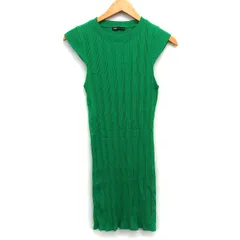 ザラ ZARA ワンピース チュニック Iライン ミニ リブ シンプル ノースリーブ 丸首 コットン 綿 M グリーン 緑 /HT14