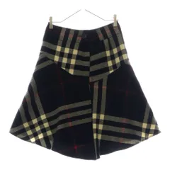 BURBERRY LONDON (バーバリーロンドン) チェック柄 ウール フレア ミドルスカート ブラック/ベージュ レディース FX043-006-09