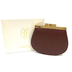 美品　Cartier カルティエ　マストライン　レザーコインケース　がま口 D0169 美品！格安！ Cartier カルティエ マストライン レザー