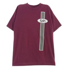ヴィンテージ vintage ヴィンテージ USA製 90s Murina タグ KORN バンド シングルステッチ 半袖 Tシャツ ワインレッド系 L【中古】