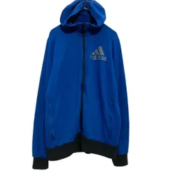 adidas ジップアップ スウェット パーカー L ブルー アディダス 裏パイル 古着卸 アメリカ仕入 a609-6379