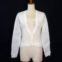 ワンアフター アナザー ナイスクラップ one after another NICE CLAUP カーディガン ニット Vネック シアー モヘヤ ラメ 白 ホワイト