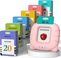 Startcan スペイン語&英語を話すフラッシュカード 幼児用 1 2 3 4 5 6 子供がスペイン語を学ぶための可聴おもちゃ - カード258枚と516ワード(ピンク)