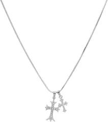 AREUM ネックレス 十字架 ダブルクロス お洒落 上品 ステンレス メンズ レディース 存在感あり 高見え(45cm)