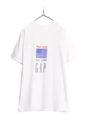 【お得なクーポン配布中!】 90s USA製 OLD GAP バック プリント 半袖 Tシャツ メンズ L 程/ 90年代 オールド ギャップ シングルステッチ コットン 星条旗 グラフィック