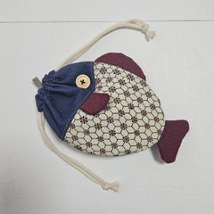 お魚巾着 巾着袋 さかな ハンドメイド 着物リメイク No.610