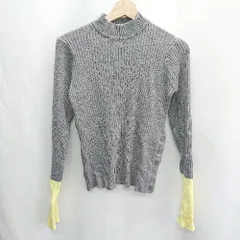 ◇ ⊇ Discoat ディスコート 袖長め 長袖 リブニット サイズF グレー イエロー系 レディース E  【1501160010605】
