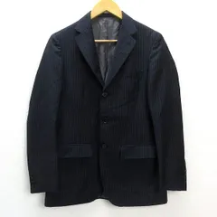 k■エディフィス/EDIFICE ストライプ柄 3Bテーラードジャケット【44】紺/MENS■8【中古】
