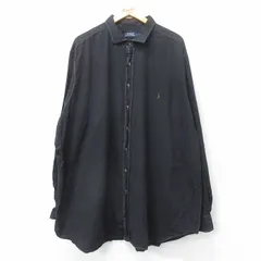 XL/古着 ラルフローレン 長袖 ブランド シャツ メンズ ワンポイントロゴ 大きいサイズ ロング丈 黒 ブラック チェック 25sep03 中古 トップ