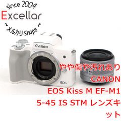 [bn:6] Canon製　ミラーレス一眼カメラ EOS Kiss M EF-M15-45 IS STM レンズキット　ホワイト