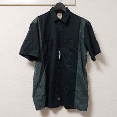 DICKIES ディッキーズ US古着 ワークシャツ ボタンシャツ 半袖 シャツ ワーク 半袖シャツ 黒 グレー ブラック サイズL 06C2101