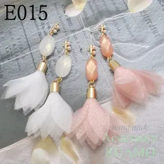 E015　イヤリング＊ノンホールピアス　チュールタッセル