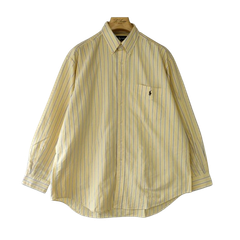 ラルフローレン BIG SHIRT 長袖シャツ ボタンダウン コットン オックスフォード イエロー ストライプ  L
