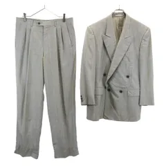 ランバン ウール100％ チェック柄 スーツ 上下セットアップ R48-45 グレー LANVIN ダブルボタン ジャケット ロングパンツ メンズ 【中古】  【231114】のサムネイル