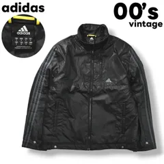 00sヴィンテージ アディダス adidas 3S パデッドジャケット フルジップアップ 中綿 アウター O ブラック メンズ