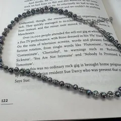 ブラックパール ネックレス　ブレスレット　セット　南洋黒蝶花珠オーロラ