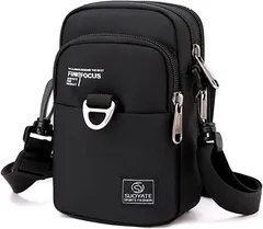 FUPUTWO スマホポーチ 防水 メンズ ベルトケース ガジェットポーチ ショルダー 軽量(ブラック)