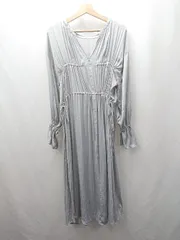 ◇ ⊂ FRAY I.D フレイアイディー ウエストドロスト 長袖 ロング ワンピース ワンサイズ ライトグレー レディース E  【1504240012452】