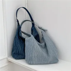 デニム ショルダーバッグ H40cm かばん 斜めがけ ファスナー カバン キャンバス 斜め掛け まち バッグ ショルダー Bag トート 肩 自立 大学生 大きめ 人気 社会人 ビジネス ナイロン ポケット パソコン 横長 実用的 韓国風