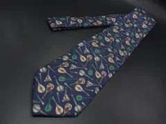 ■美品■ GUCCI グッチ シルク100% 楽器柄 ネクタイ 紳士 ビジネス メンズ ネイビー系×マルチカラー DY0025