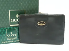 オールドグッチ　ヴィンテージ　がま口　コンパクト財布　黒色系　GUCCI　18701901