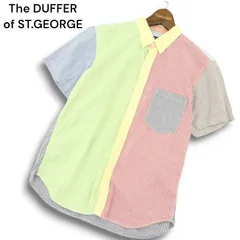 The DUFFER of ST.GEORGE ダファー 春夏★ ギンガム チェック クレイジー切替 半袖 ボタンダウン シャツ Sz.M メンズ 日本製