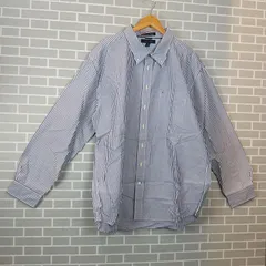 M1-00523 【Mens】 TOMMY HILFIGER(トミー ヒルフィガー) 長袖  シャツ (XXL) /青×白 ストライプ柄 U-4