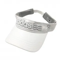 【美品】アディダス サンバイザー 白 立体ロゴ刺しゅう フリー(56-58cm)  ゴルフウェア adidas