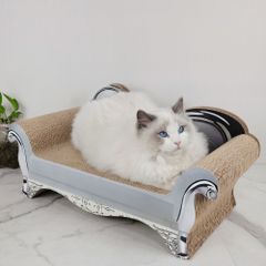 爪とぎ ソファ型 キャットソファ キャットベッド ペットベッド 猫ベッド おしゃれ ゴージャス かわいい リッチ ゆったり リラックス 耐久性 グレー 段ボール