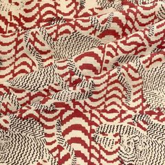 インド ブロックプリント生地 [50cm単位切売] タイガー レッド シェブロン地 SA 虎 とら 赤 IF0235