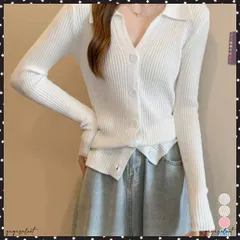 ニットトップス レディース Vネック長袖 レディース カジュアル ニットウェア 襟付き ニットカーディガン 前開き 着回し おしゃれ 普段着ニットセーター きれいめ セーター 長袖無地ニットソー リブニットおしゃれ
