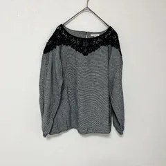 美品 studio CLIP スタディオクリップ サイズM 9号 ブラック レース 長袖 カットソー 秋冬 おしゃれ 可愛い カジュアル 体型カバー