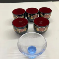 造形作家　多田美波　ガラス盃　漆塗風おちょこ５個セット