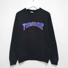 M 90s スラッシャー THRASHER スウェット FLAME トレーナー フルーツオブザルーム 黒 USA製