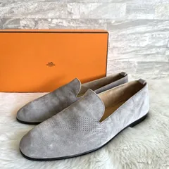 ★HERMES( エルメス )  パンチング Hロゴ スエード ローファー スリッポン レザーシューズ メンズ シューズ 43 28㎝ グレー  PAWNSHOPRiZ  パウンショップリズのサムネイル