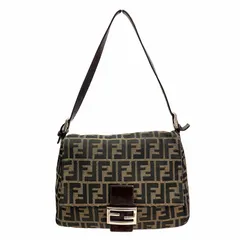 フェンディ FENDI ヴィンテージ ズッカ柄 マンマバゲット ワンショルダーバッグ FF柄 肩掛け ハンドバッグ キャンバス レザー 茶 ブラウン /VU● 0116