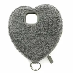 エジュー ajew 3点セット dress HEART case shoulder 15Pro ドレスハートケース アイフォンケース i phoneケース スマホケース ボア ショルダーチェーン 牛革 レザー 切替 グレー /BB