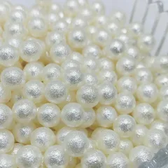 アイボリー 穴なし コットンパール風ビーズ 8mm 6mm 4mm ハンドメイド アクセサリーパーツ