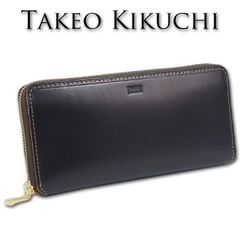 タケオキクチ TAKEO KIKUCHI 牛革 ラウンドファスナー 長財布 サーフェス ブラック 黒 メンズ 定価19,250円 エイジング レザー イタリアンレザー プレゼント ギフト 無料ラッピング可能